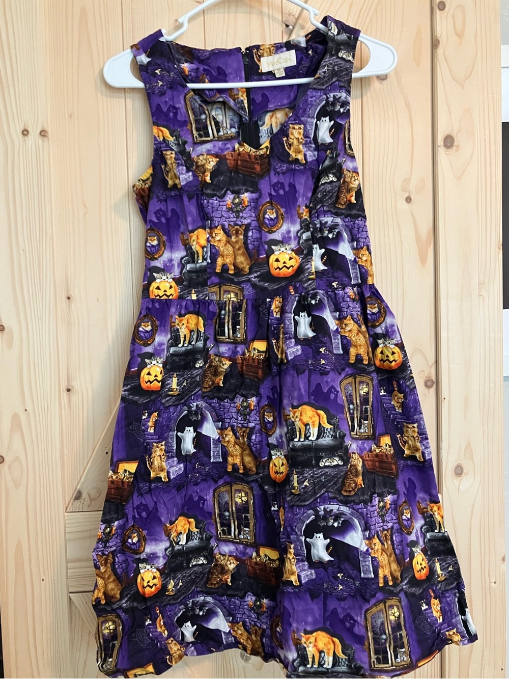 ModCloth Halloween Cat Dress - Purple Halloween Print Party Dress